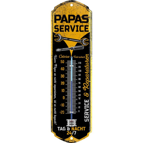 Papas Service Garage Werkstatt – Thermometer – 8x28cm