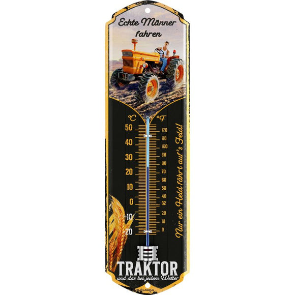 Echte Männer fahren Traktor – Thermometer – 8x28cm