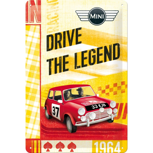 Mini 37 rot  - Drive the Legend - Metallschild 20x30cm