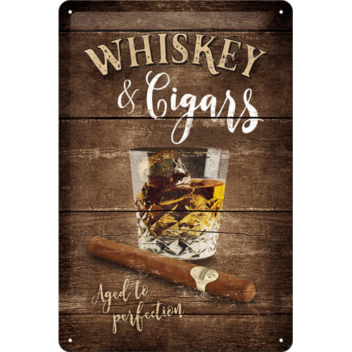Whiskey & Cigars Metallschild 20x30cm