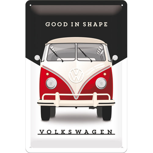 Volkswagen - VW Bulli T1 Rot - Good in Shape - Metallschild 20x30cm
