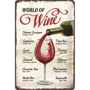 Wein Rotwein World of Wine -  Metallschild 20x30cm