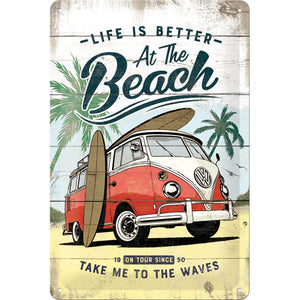 Volkswagen - VW Bulli T1 - Life is better at the Beach - Metallschild 20x30cm