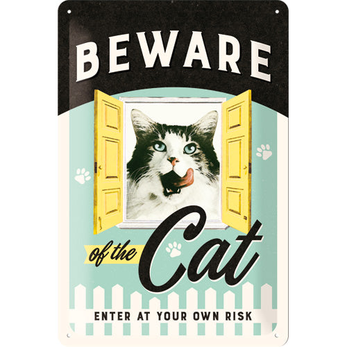 Beware of the Cat - Katzen - Metallschild 20x30cm 22281