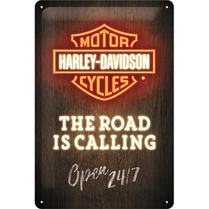 Harley Davidson Motorcycles - The Road is Calling - Metallschild 20x30cm