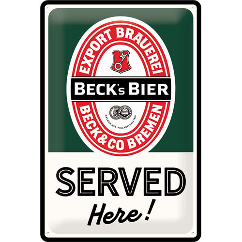 Becks Bier - Served Here ! - Metallschild 20x30cm