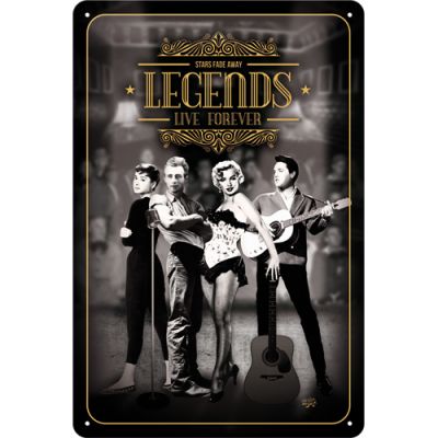 Legends Live Forever - Elvis Presley, Marilyn Monroe, Audrey Hepburn, James Dean Metallschild - 20x30cm