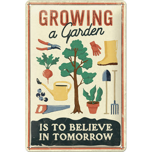 Growing a Garden - Garten - Metallschild - 20x30cm