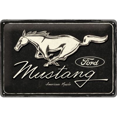 Ford Mustang Logo schwarz - Metallschild  20x30cm