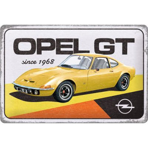 Opel GT gelb Metallschild 20x30cm