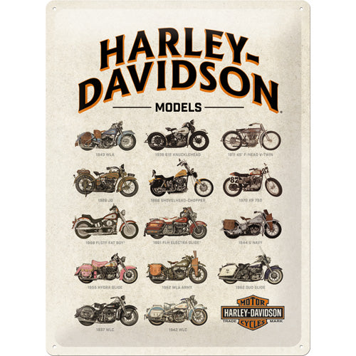 Harley Davidson Models - Metallschild 40x30cm