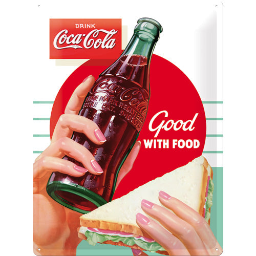 Coca Cola - Good with Food - Metallschild 40x30cm
