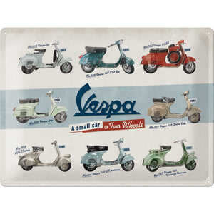 Vespa – A small Car on 2 Wheels – Metallschild – 30x40cm