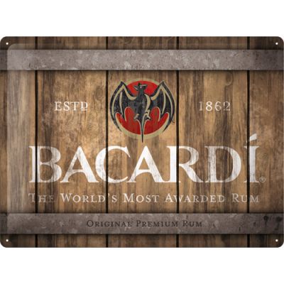 Bacardi – Wood Barrel Logo – Metallschild – 30x40cm