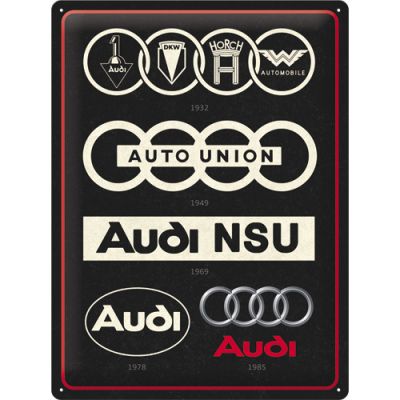 Audi Logo schwarz NSU Metallschild 40x30cm