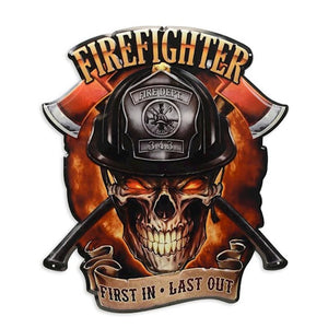 Firefighter Feuerwehr - 3D Effekt Metallschild Silhouette ca 42x50cm