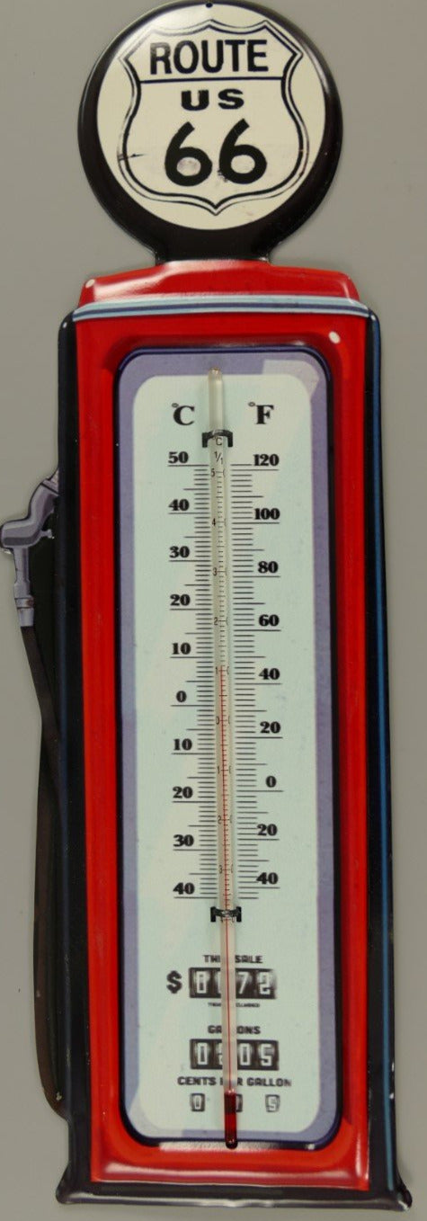 Thermometer Route 66  Zapfsäule ca. 48cm x 20cm
