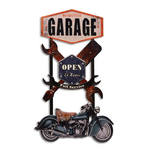 Motorcycles Garage open 24h  Metallschild ca. 50x83cm