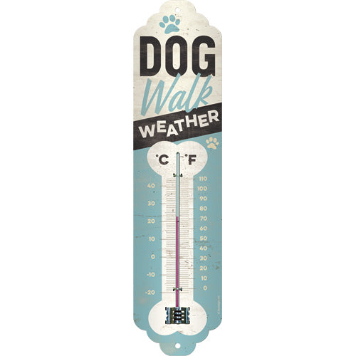 Hunde Dog Walk Weather - Thermometer 28 x 6,5 cm
