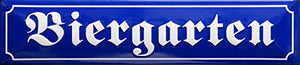 Biergarten Straßenschild blau geprägt Metallschild 46x10cm