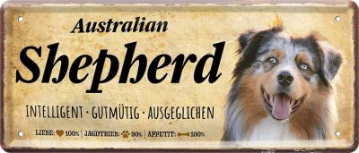 Australian Shepherd -28 x12cm Metallschild D0377