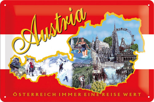 Österreich Austria immer eine Reise wert ! Metallschild 20x30cm
