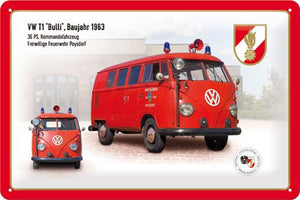 Volkswagen - VW T1 "Bulli" - Feuerwehr Pysdorf  limitiert- Metallschild 20x30cm