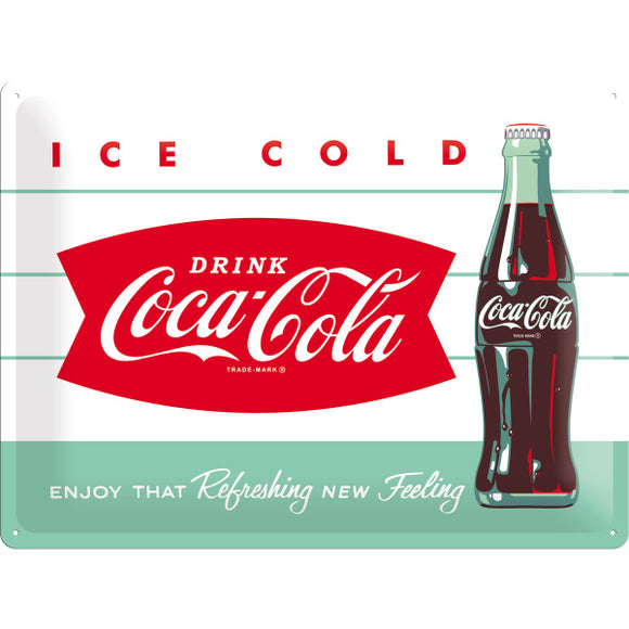 Coca Cola - Ice Cold - Fishtail-Logo 40x30cm