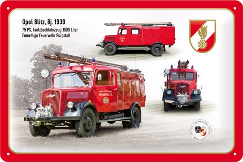 Opel Blitz 75ps - Feuerwehr - Metallschild 20x30cm