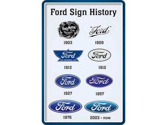 Ford Sign Logo History - Metallschild  20x30cm