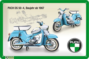 Puch DS 50-4 Gang blau Moped  - Metallschild 20x30cm