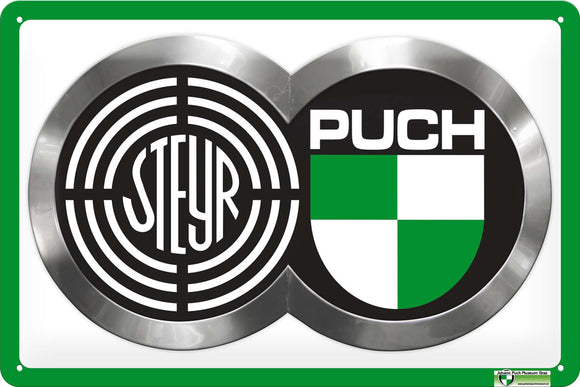 Steyr Puch - Logo Doppellogo - Metallschild 20x30cm