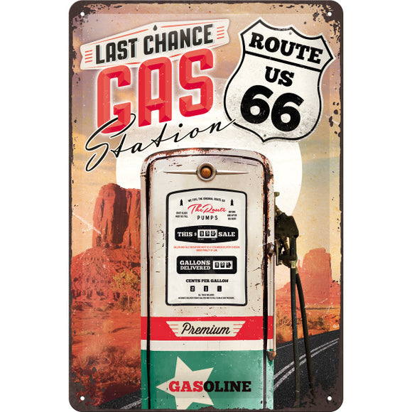 Route 66 Gasoline - Last Chance Gas Metallschild 20x30cm