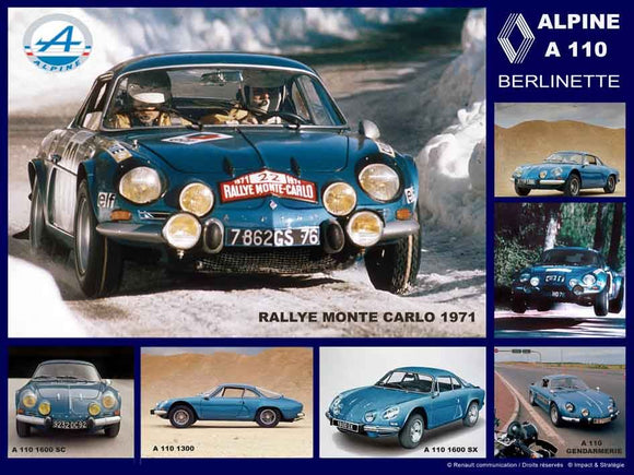 Renault Alpine A 110 Berlinette Monte Carlo  - Metallschild  20x30cm