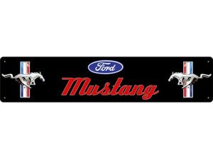 Ford Mustang schwarz - Straßenschild Metallschild 46x10cm