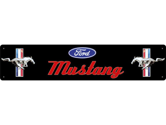 Ford Mustang schwarz - Straßenschild Metallschild 46x10cm