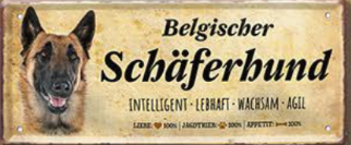 Belgischer Schäferhund Malinois Hundeschild - Metallschild  28x12cm