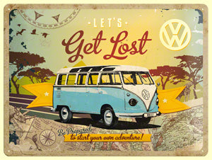 Volkswagen - VW Bulli T1 - Lets get lost - Metallschild - 30x40cm