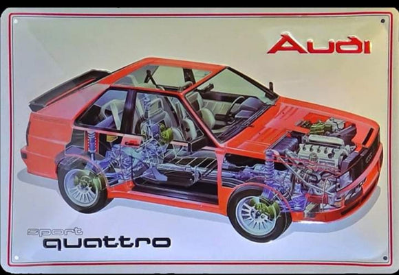 Audi Quattro sport Metallschild 20x30cm
