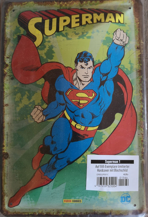 Superman1 Comic limitiert auf 555 Stück - Metallschild  20x30cm