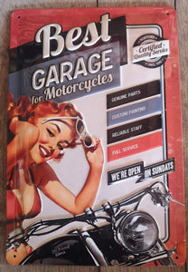 Best Garage for Motorcycles - Metallschild 20x30 cm