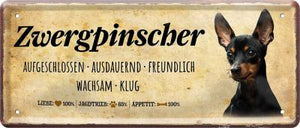 Zwergpinscher Pinscher- Metallschild  28x12cm D0424