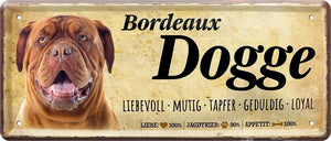 Bordeaux Dogge Hundeschild - Metallschild  28x12cm D0383