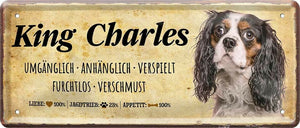 King Charles Hundeschild - Metallschild  28x12cm D0404