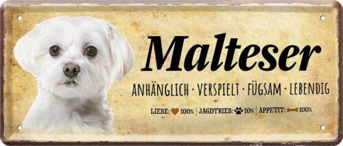 Malteser Maltese Hundeschild - Metallschild  28x12cm D0408