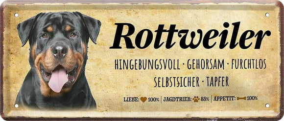 Rottweiler Hundeschild - Metallschild  28x12cm D0415