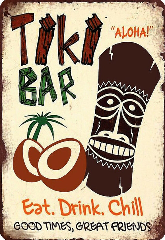 Tiki Bar Eat Drink Chill Metallschild 20x30cm