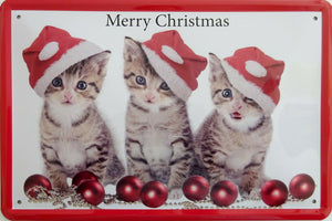 Merry Christmas Katzenschild Frohe Weihnachten Metallschild 20x30cm XMAS